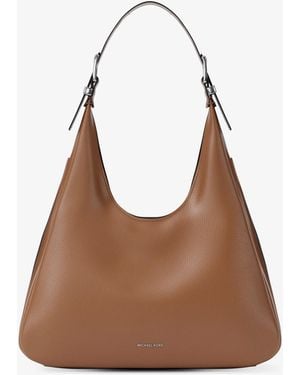 Michael Kors Nolita Large Pebbled Leather Hobo Shoulder Bag - Brown