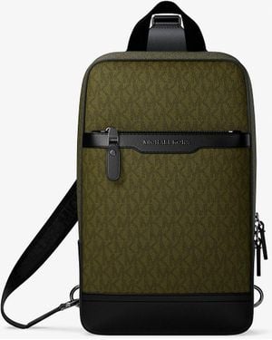 Michael Kors Mk Hudson Signature Logo Travel Sling Pack - Green