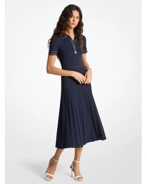 MICHAEL Michael Kors Stretch Knit Polo Midi Dress - Blue
