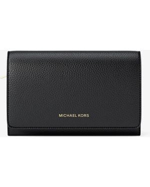 MICHAEL Michael Kors Mk Jet Set Large Pebbled Leather Wallet - Grey
