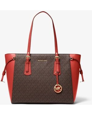 MICHAEL Michael Kors Voyager Medium Mf Tz Tote Brown/bright Red