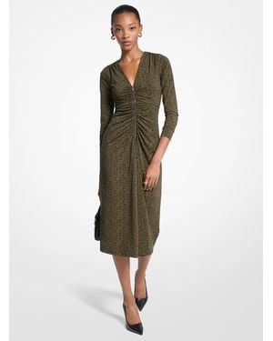 MICHAEL Michael Kors Paisley Print Stretch Matte Jersey Midi Dress - Green