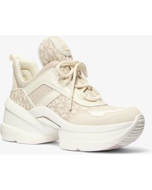 Michael Kors Outlet Mk Olympia Mixed-Media Trainer - White