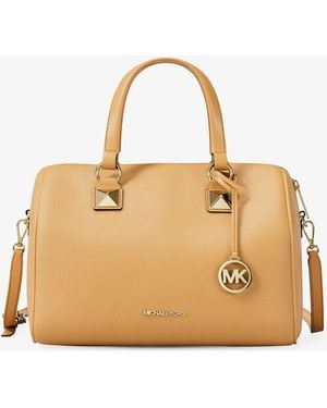 Michael Kors Grayson Medium Pebbled Leather Duffel Bag - Natural