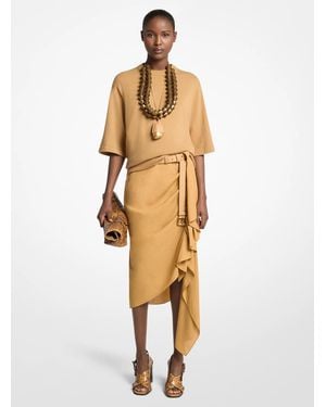 Michael Kors Michael Kors Viscose And Linen Cascade Skirt - Metallic