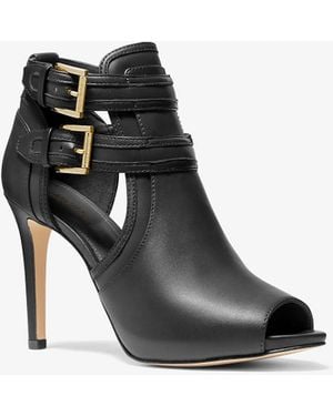 Michael Kors Outlet Mk Blaze Faux Leather Open-Toe Ankle Boot - Black