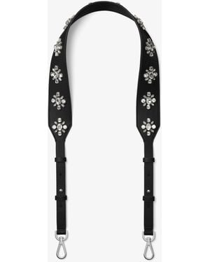 Michael Kors Floral-embellished Leather Handbag Strap - Black