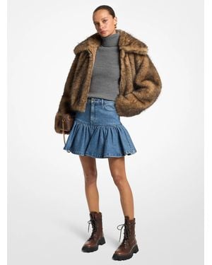 Michael Kors Michael Kors Ruffled Denim Mini Skirt - Blue