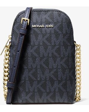 Michael Kors Outlet Mk Small Signature Logo Smartphone Crossbody Bag - Blue