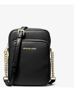 Michael Kors Jet Set Travel Medium Pebbled Leather Crossbody Bag - Black