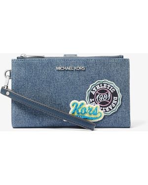 Michael Kors Jet Set Travel Embellished Denim Wristlet - Blue