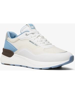 Michael Kors Mk Trevor Mixed-Media Trainer - White