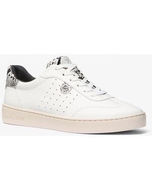 MICHAEL Michael Kors Mk Scotty Snake Embossed Leather Trainers - White
