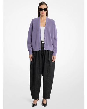 Michael Kors Ribbed Cashmere Cardigan - Blue