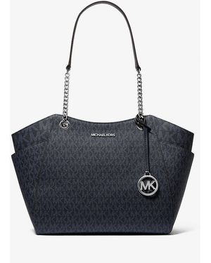 Michael Kors Outlet Mk Jet Set Large Signature Logo Shoulder Bag - Blue