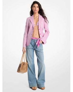 Michael Kors Mk Linen And Cotton Patch Pocket Blazer - Pink