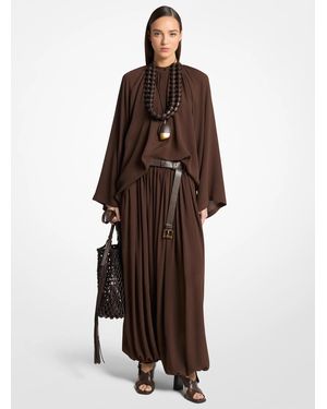 Michael Kors Michael Kors Silk Seersucker Sarouel Pants - Brown