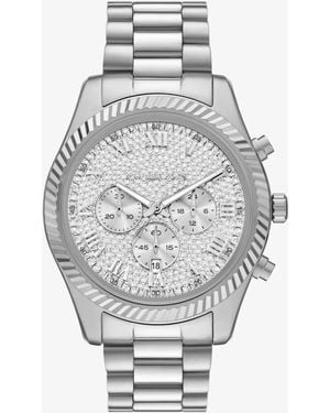 Michael Kors Oversized Lexington Pavé-Tone Watch - Gray