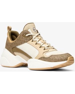 Michael Kors Bowie Signature Logo And Mesh Sneaker - White