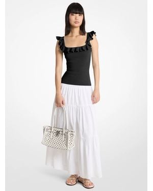 Michael Kors Mk Ruffled Stretch Viscose Vest - White