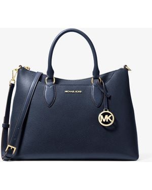 Michael Kors Outlet Mk Austen Medium Leather Satchel - Blue