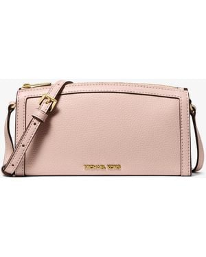 Michael Kors Outlet Mk Jet Set Medium Pebbled Leather Crossbody Bag - Pink