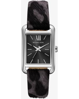 Michael Kors Monroe Leopard Print Calf Hair Watch - White