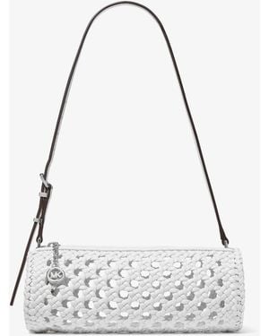 MICHAEL Michael Kors Mk Izzy Small Crocheted Barrel Pochette - White