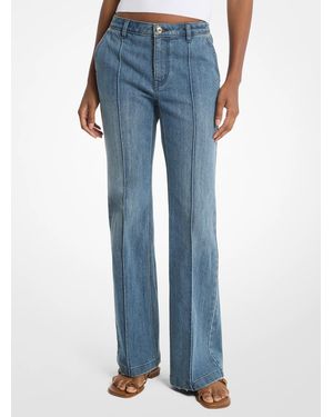 Michael Kors Pintuck Bootcut Stretch Denim Jeans - Blue