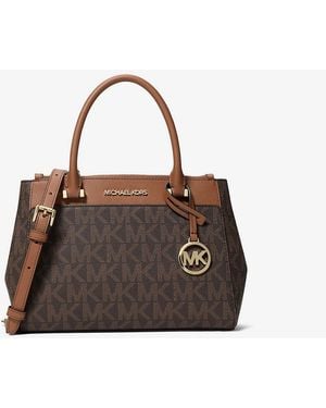 Michael Kors Outlet Mk Gibson Small Signature Logo Satchel - Brown