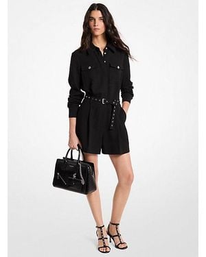 Michael Kors Belted Crepe Romper - Black