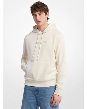 Michael Kors Mk Embossed Logo Cotton Blend Hoodie - White