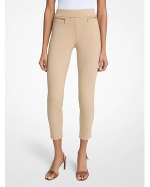 Michael Kors Viscose Blend Zip Pants - Natural