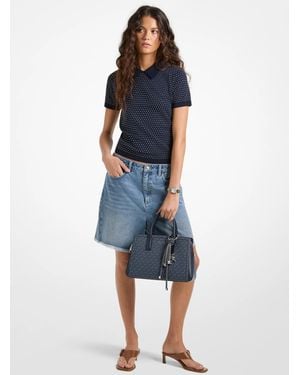 MICHAEL Michael Kors Mk Studded Knit Polo Shirt - Blue