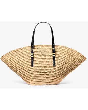 MICHAEL Michael Kors Mk Isa Small Hand-Crocheted Straw Tote Bag - Natural