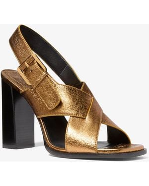 Michael Kors Michael Kors Jasmine Metallic Lizard Embossed Leather Sandal