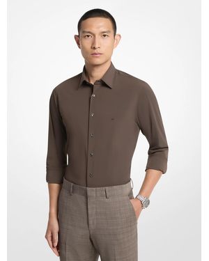 Michael Kors Mk Slim-Fit Stretch Nylon Shirt - Brown