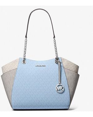 Michael Kors Jet Set Large Color-Block Signature Logo Shoulder Bag - Blue