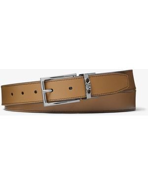 Michael Kors Mk Reversible Logo And Leather Belt - White