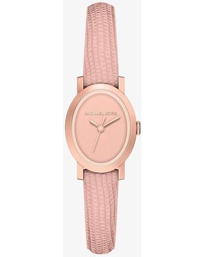 Michael Kors Petite Maude Rose-Tone And Lizard Embossed Leather Watch - Pink