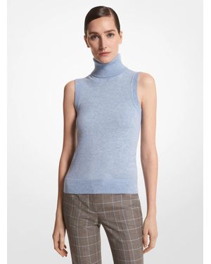 Michael Kors Mk Cashmere Sleeveless Polo Neck - Blue