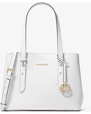 Michael Kors Outlet Mk Mel Small Saffiano Leather Tote Bag - White