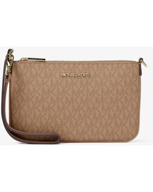 Michael Kors Jet Set Small Signature Logo Convertible Wristlet - Brown