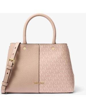 MICHAEL Michael Kors Mkbolso Satchel De Piel Flora Mediano Con Logotipo - Neutro