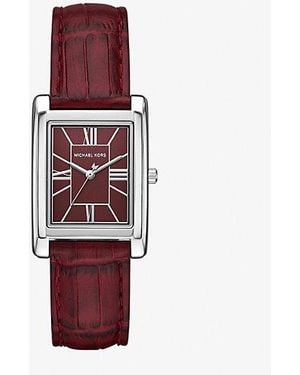 Michael Kors Essex-Tone And Crocodile Embossed Leather Watch - Red