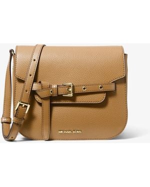 MICHAEL Michael Kors Mk Emilia Small Pebbled Leather Saddle Crossbody Bag - Natural