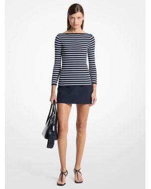 Michael Kors Striped Boatneck Top - Blue