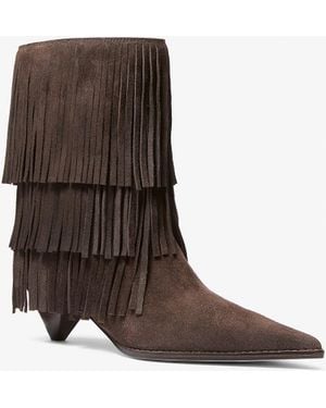 MICHAEL Michael Kors Mk Jayla Fringed Suede Boot - Brown