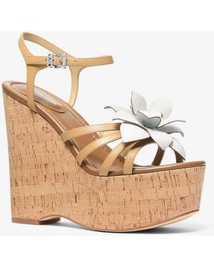 MICHAEL Michael Kors Mksandalia Jacie De Piel Con Cuña Y Adorno Floral - Neutro