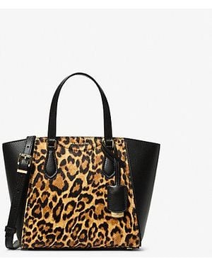 Michael Kors Taryn Small Leopard Print Calf Hair Convertible Crossbody Bag - Yellow